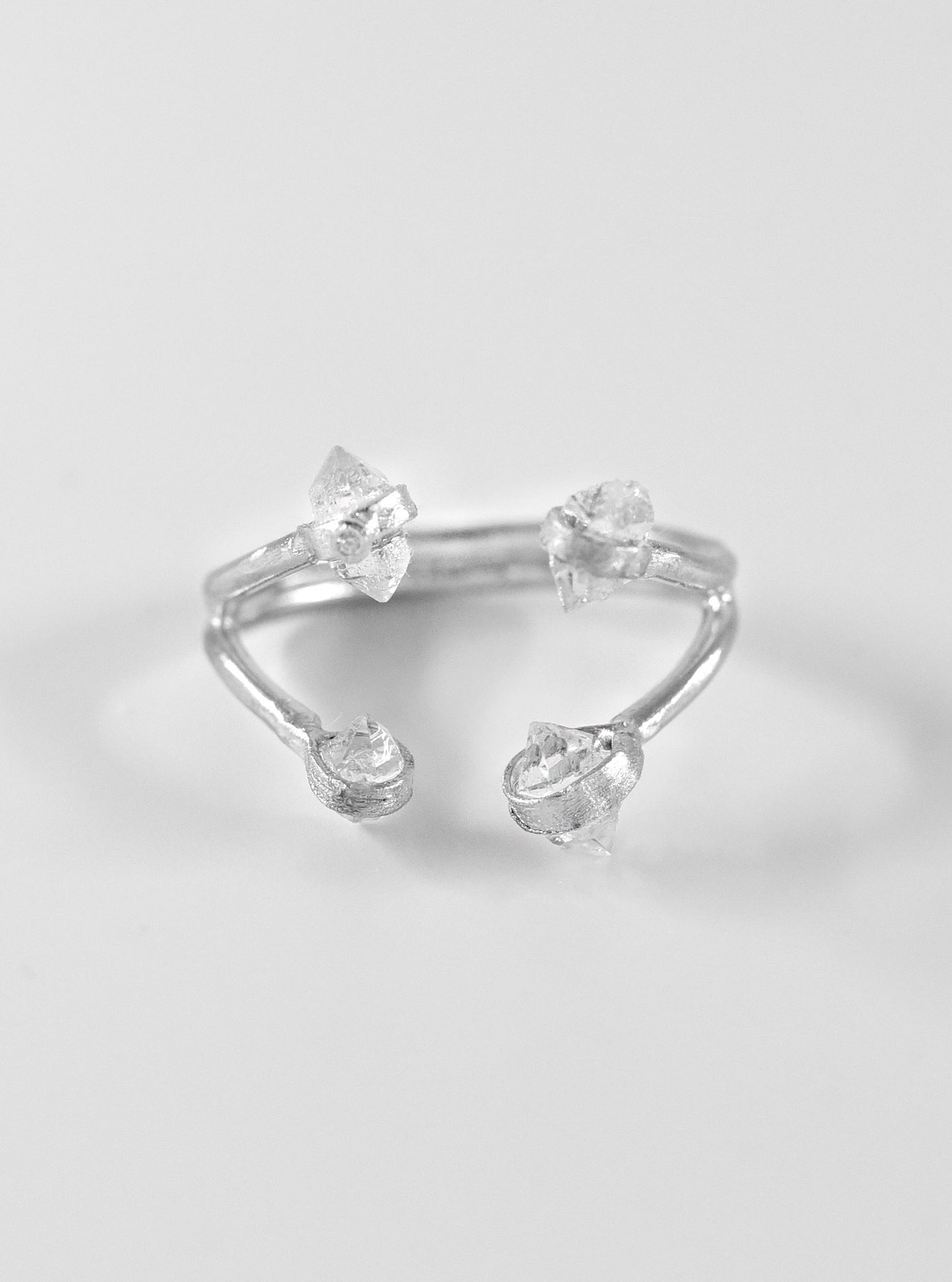 4 Prong Quartz Herkimer Diamond Open Ring