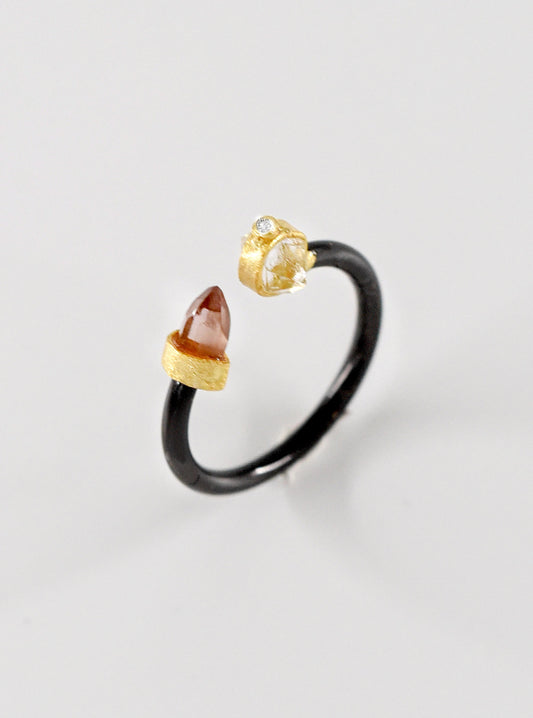 Tourmaline and Herkimer Diamond Ring