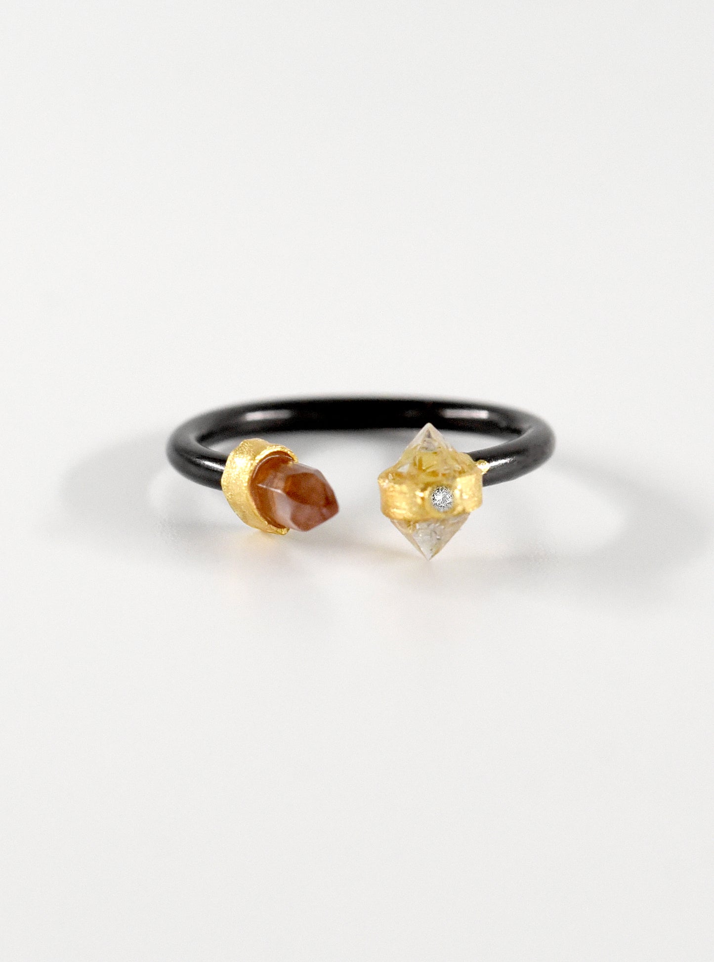 Tourmaline and Herkimer Diamond Ring
