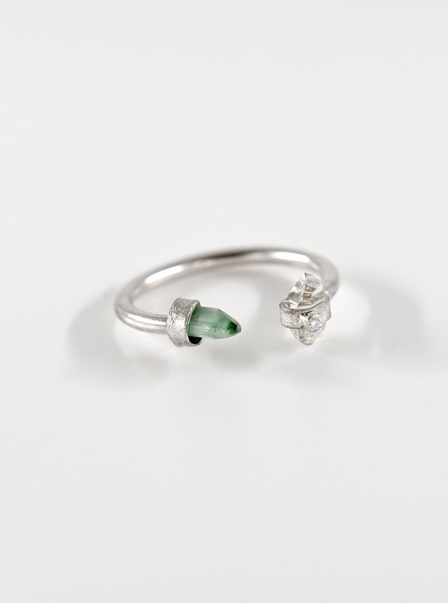 Tourmaline and Herkimer Diamond Ring