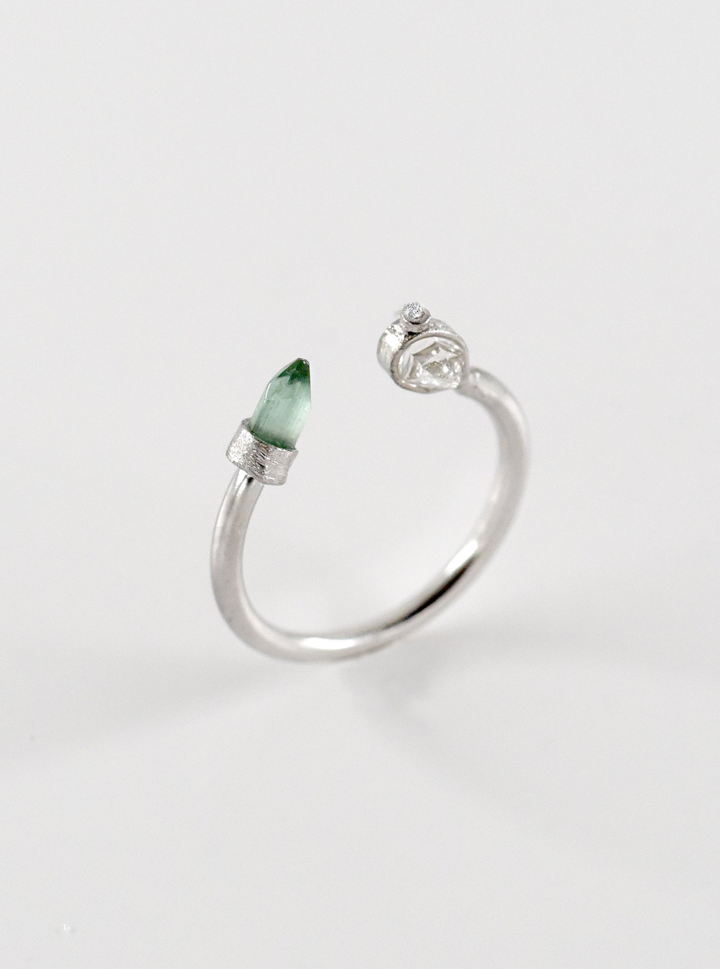 Tourmaline and Herkimer Diamond Ring