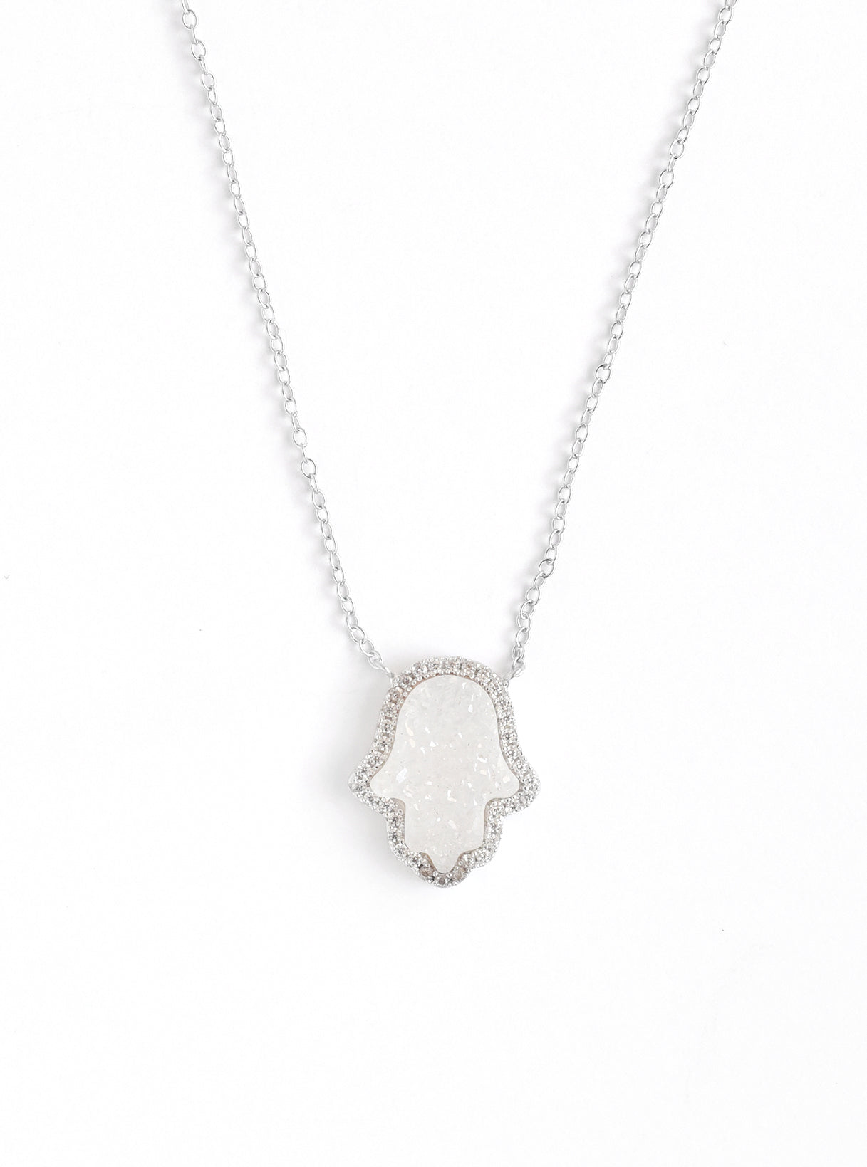 Glitter Druzy Hamsa Necklace