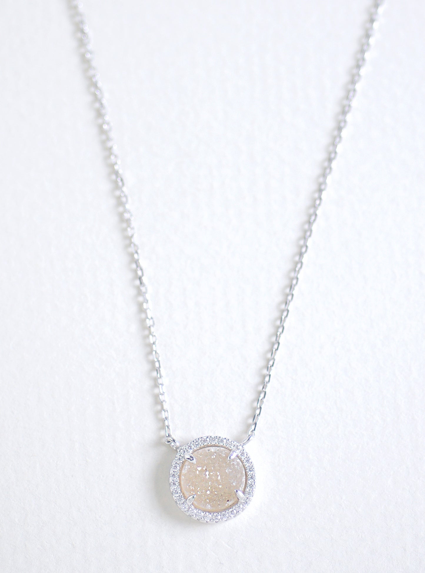 Glitter Druzy Mini Round Necklace