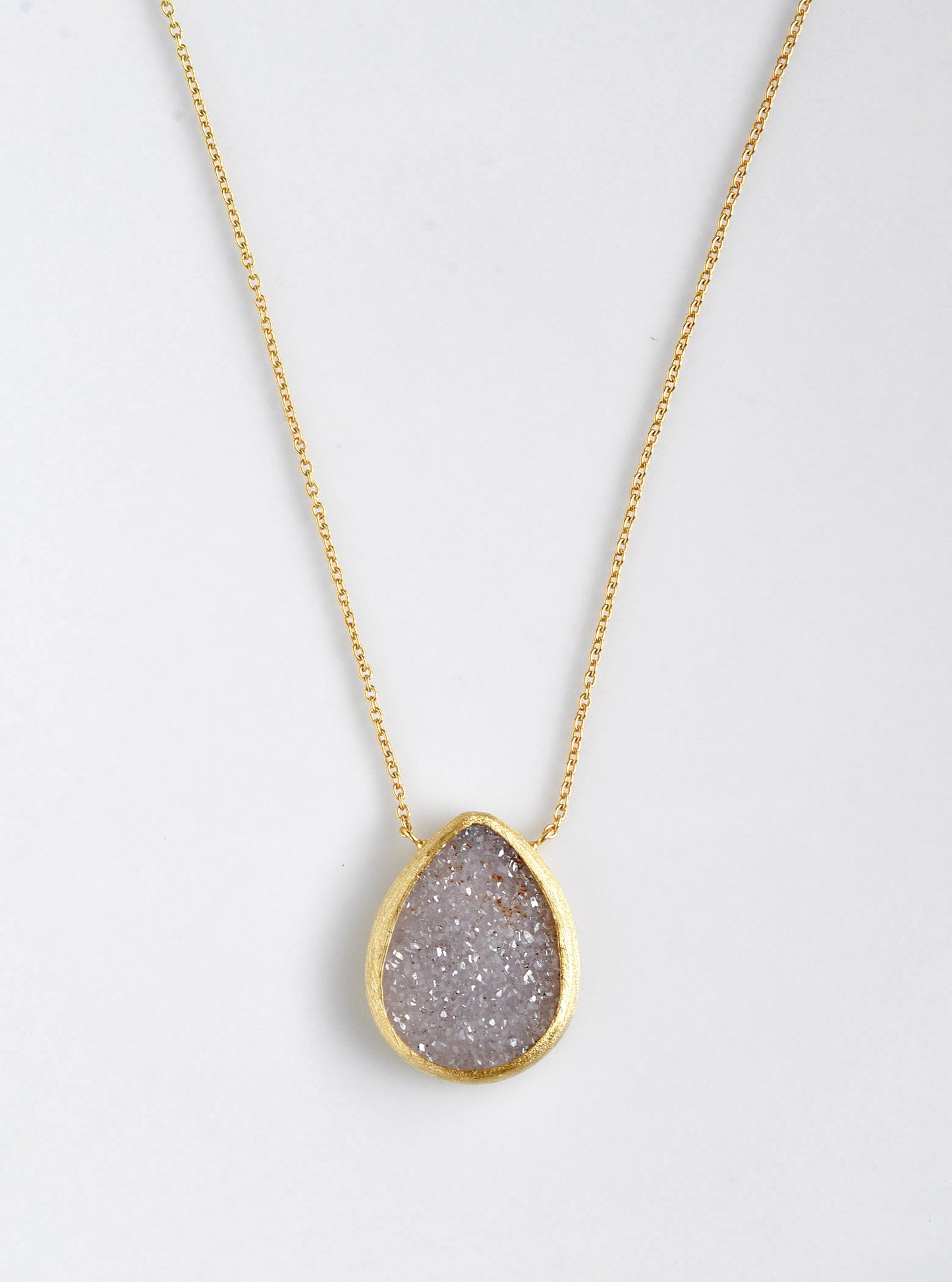 Shining Druzy Teardrop Necklace