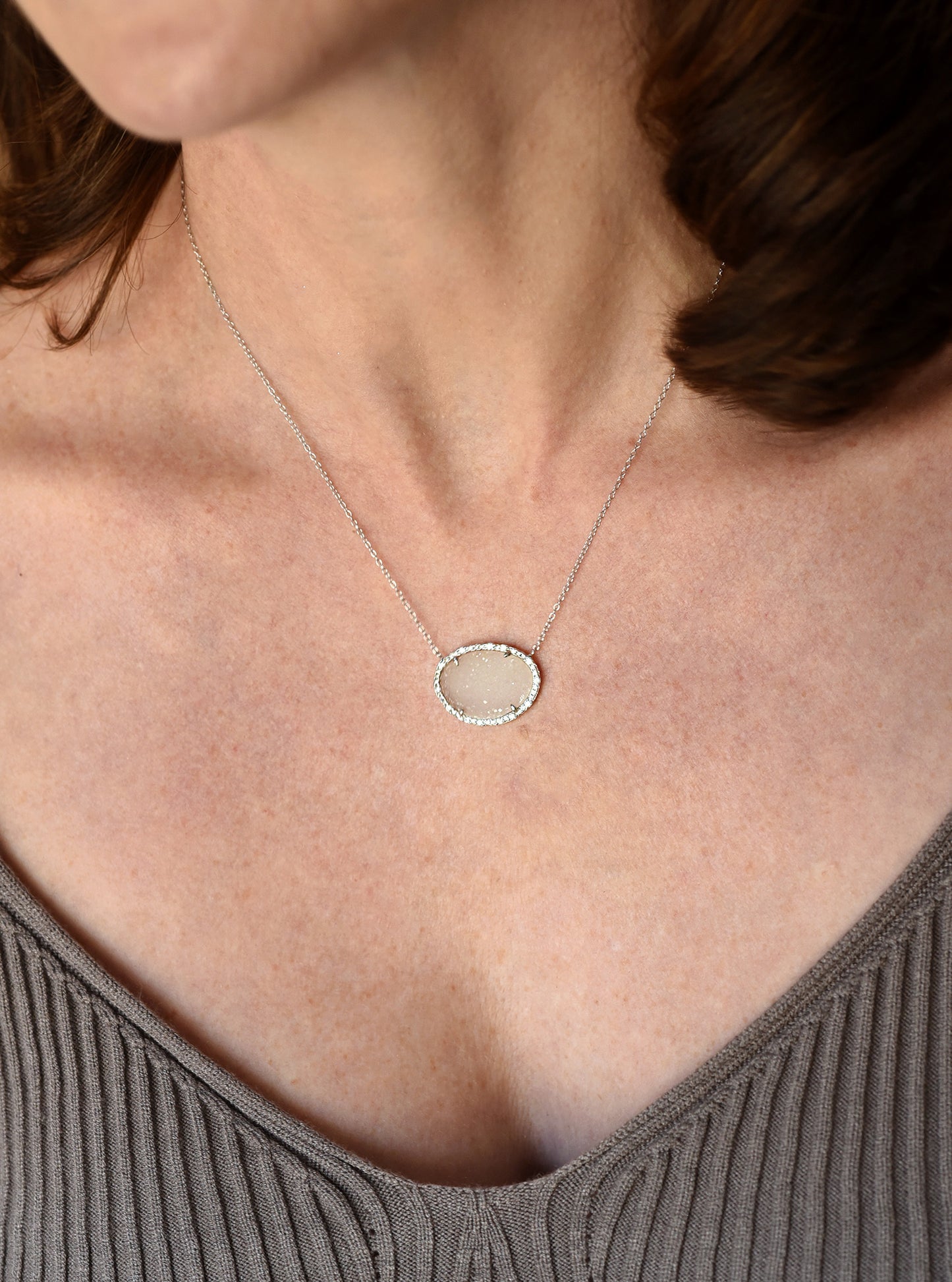 Glitter Druzy Kidney Necklace