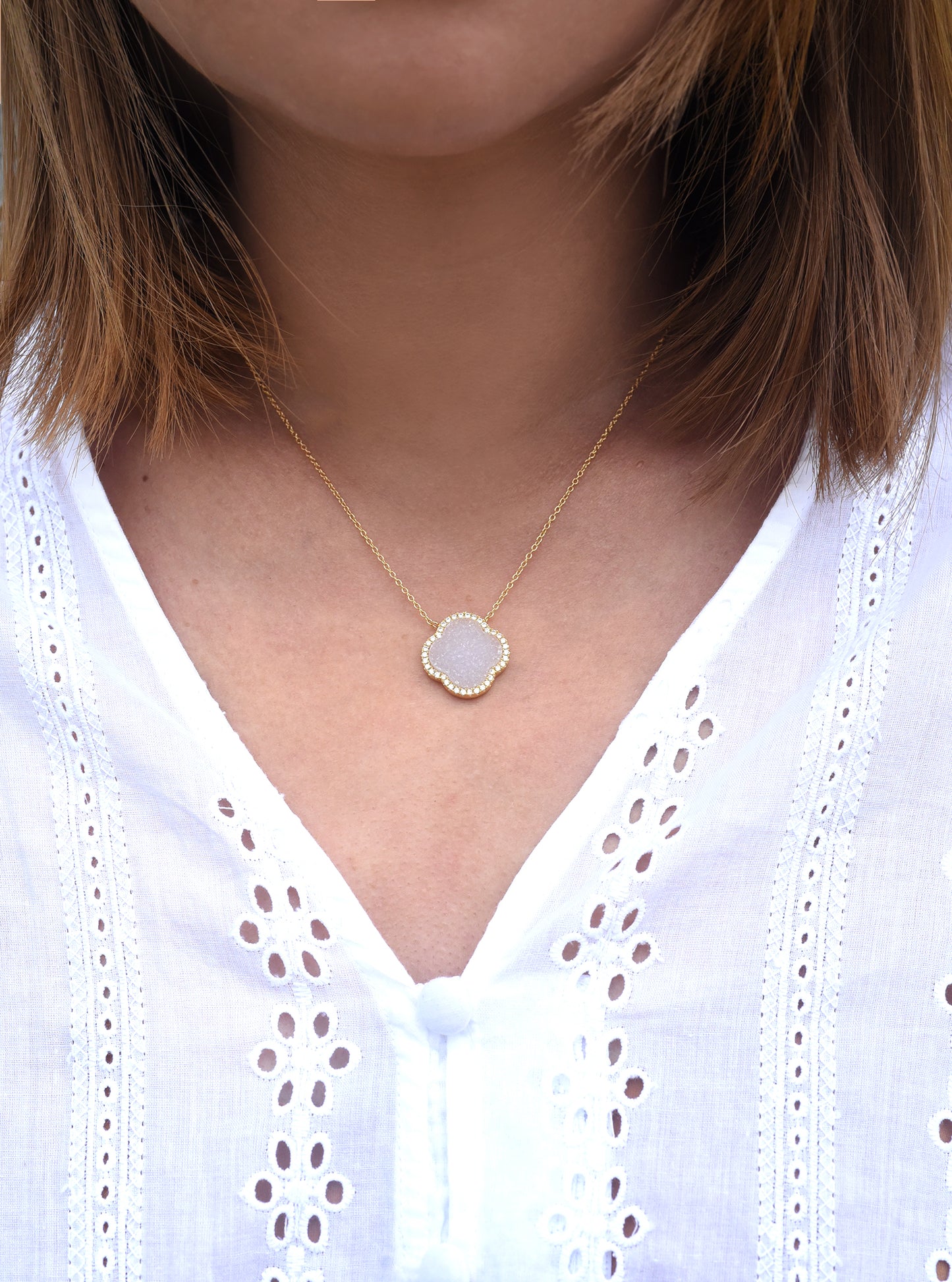 Glitter Druzy Flower Necklace
