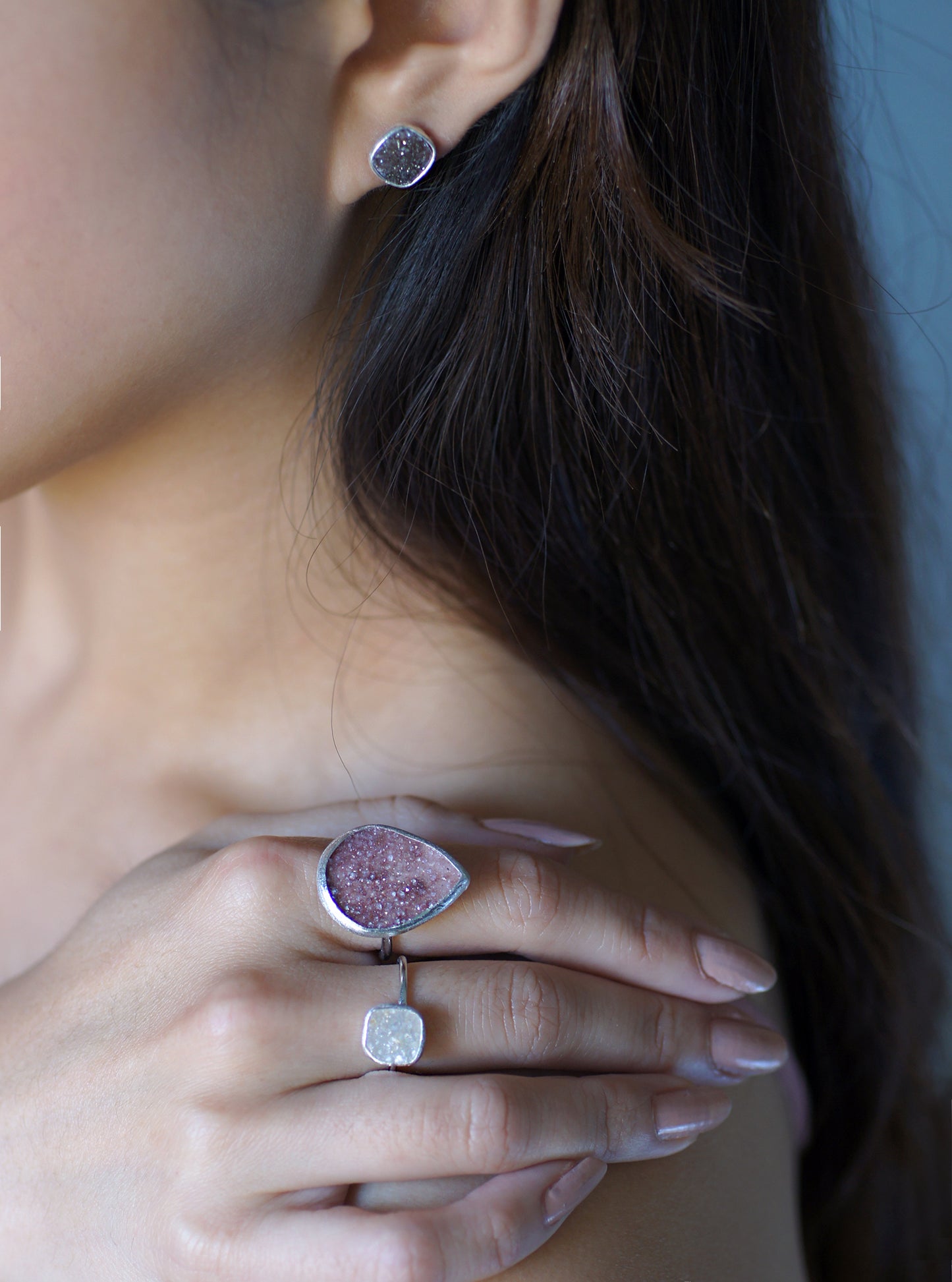 Shining Druzy Statement Teardrop Ring