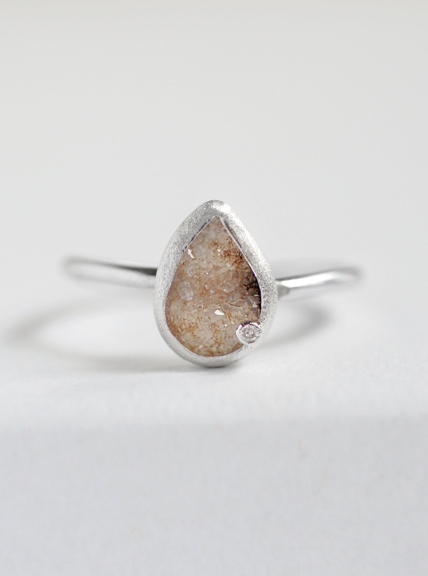 Druzy Teardrop with Diamond Ring