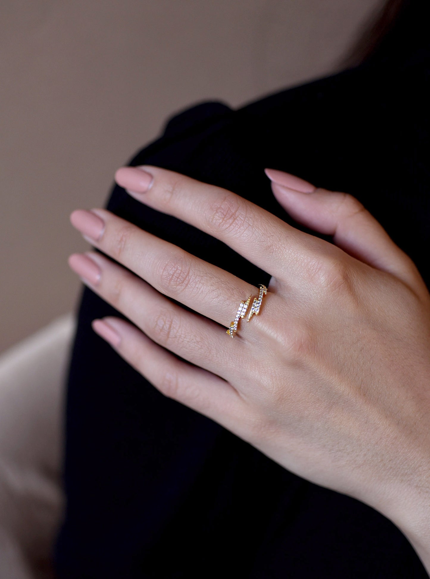 Adjustable CZ Lightning Bolt Ring