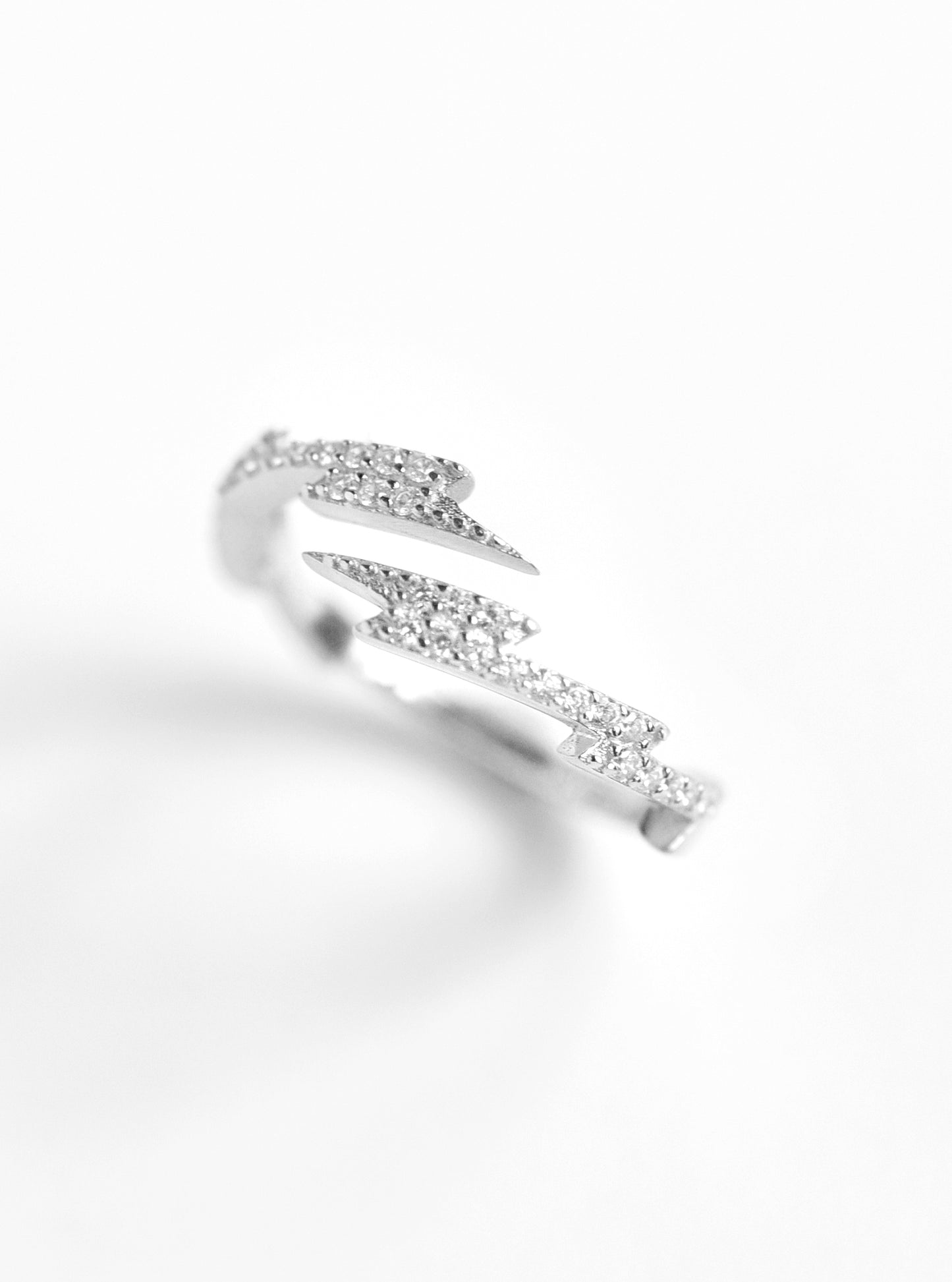 Adjustable CZ Lightning Bolt Ring