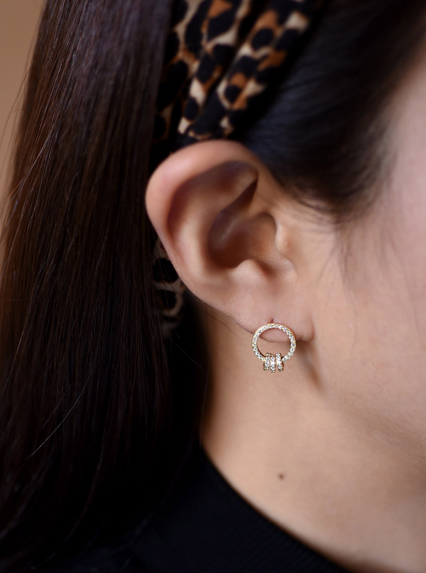 CZ Interlock Hoop Earrings