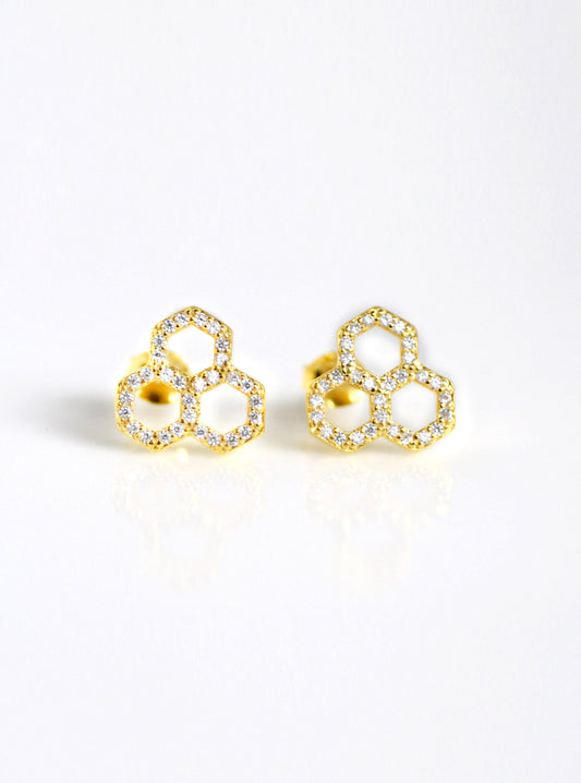 Honeycomb CZ Earrings