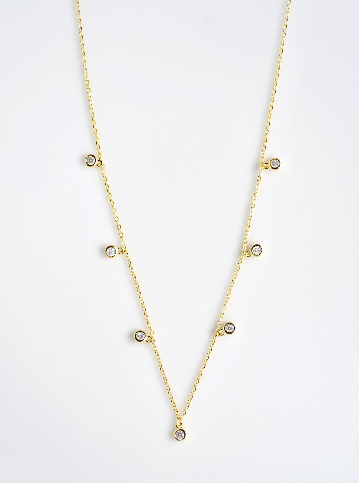 Multi-Dangle Bezel CZ Necklace