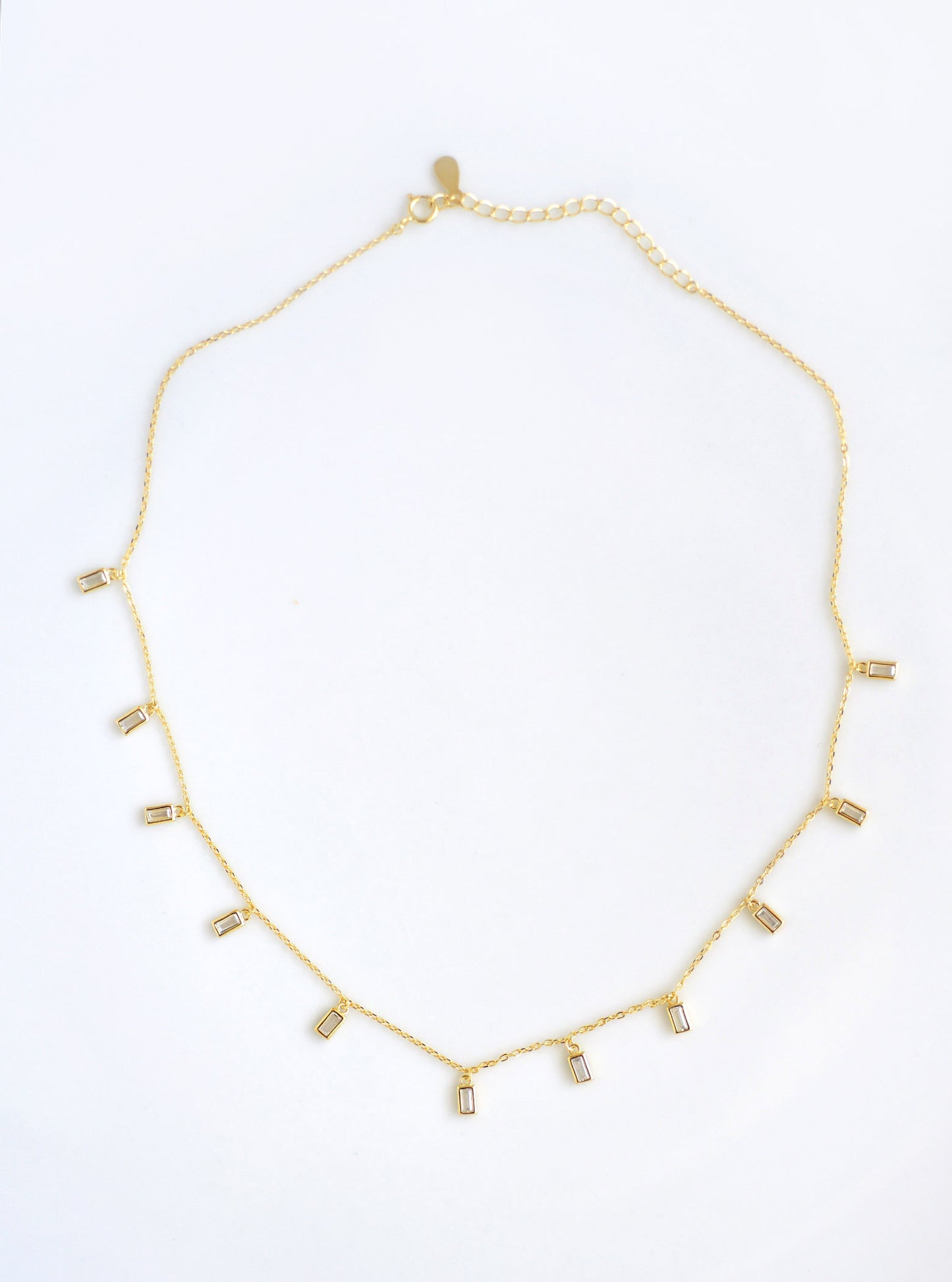 Multi-Dangle Baguette CZ Necklace
