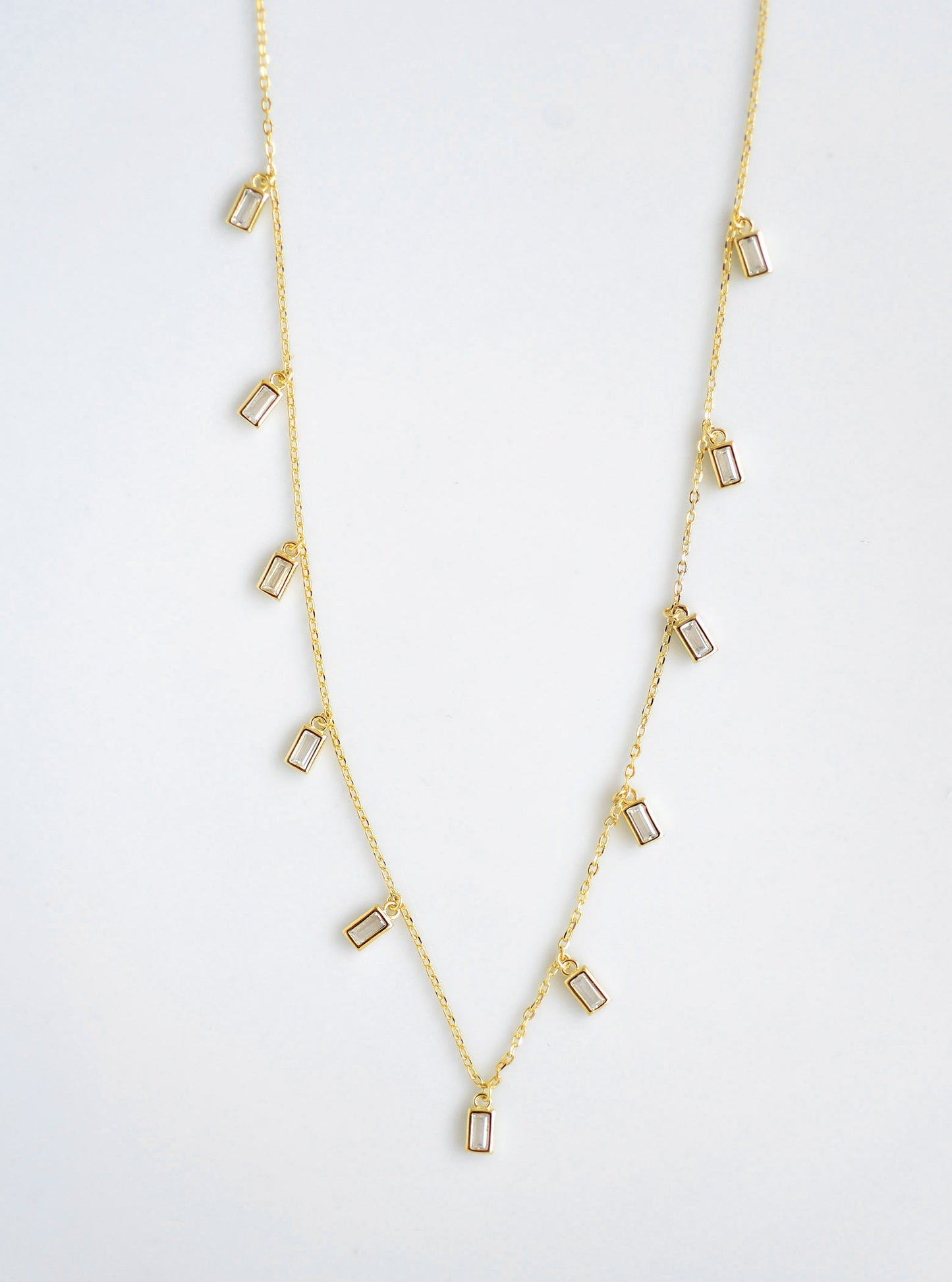 Multi-Dangle Baguette CZ Necklace