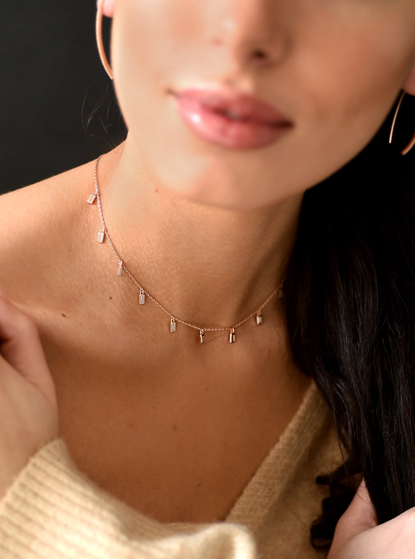 Multi-Dangle Baguette CZ Necklace