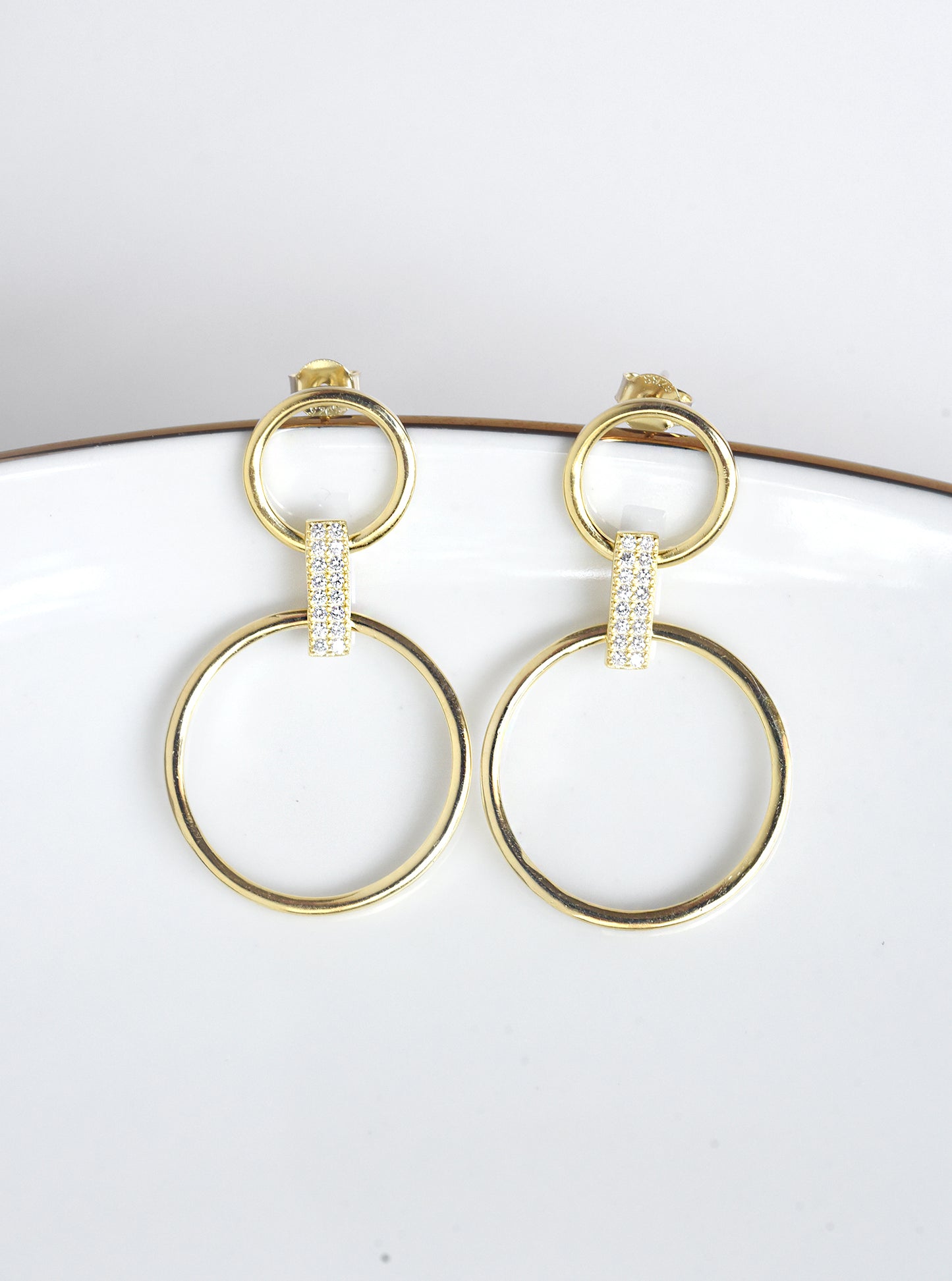 Hoop Double Round Dangling Earrings