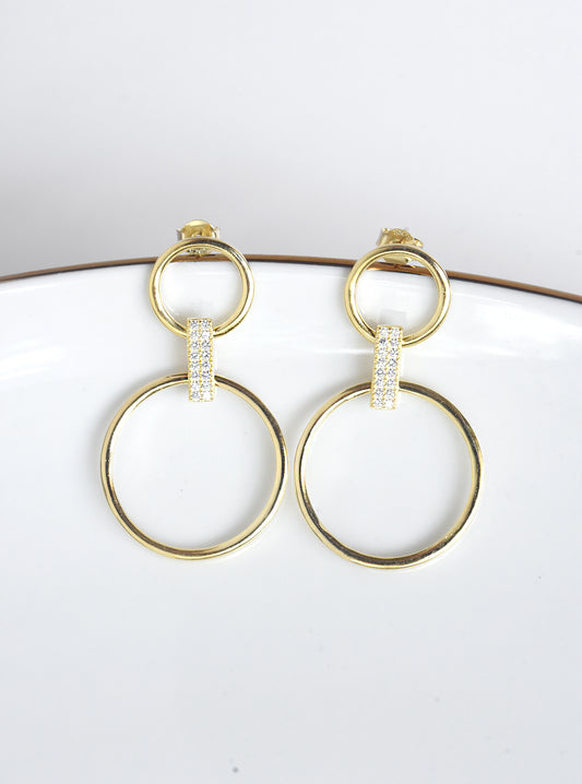 Hoop Double Round Dangling Earrings