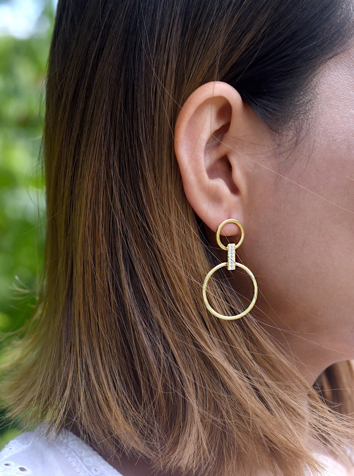 Hoop Double Round Dangling Earrings
