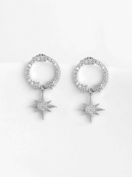 Stud Hoop with Dangling Star
