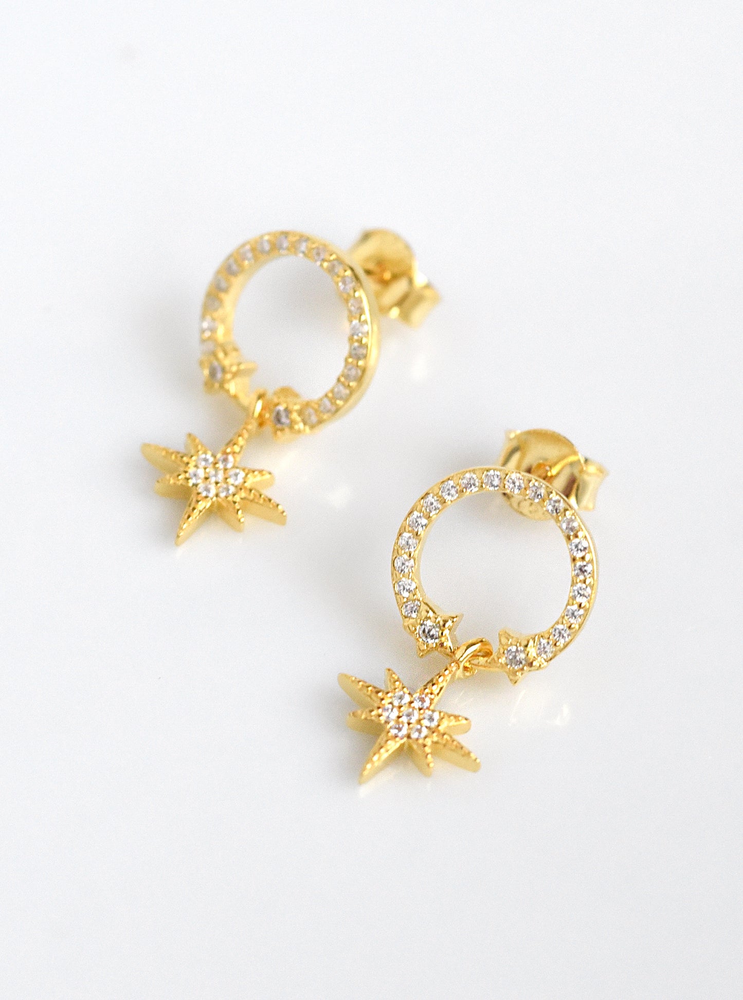 Stud Hoop with Dangling Star