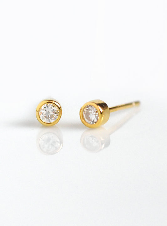 Mini Solitaire CZ Stud Earrings