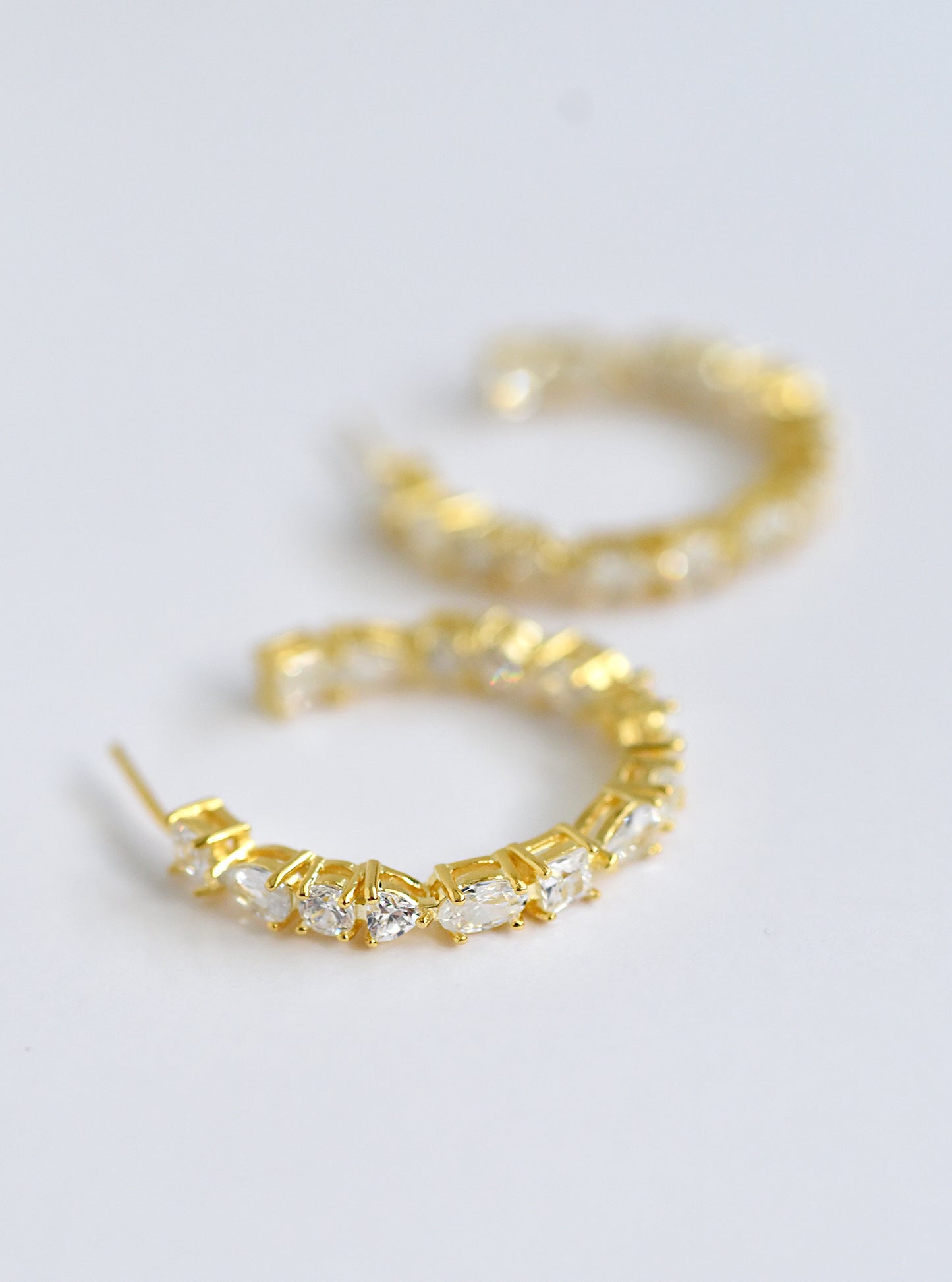 925 Silver Multi-CZ Hoop Earrings