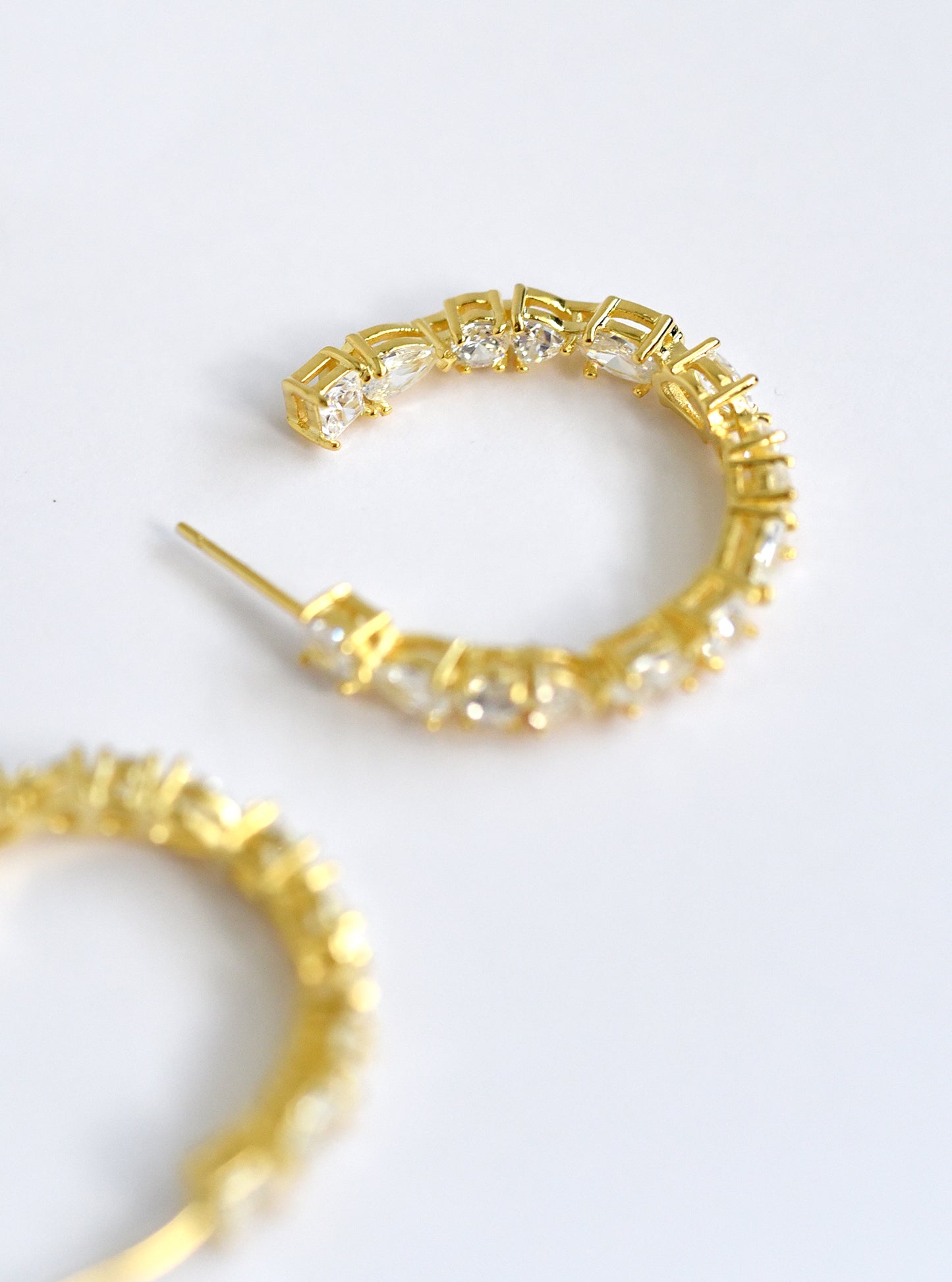 925 Silver Multi-CZ Hoop Earrings