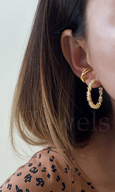 925 Silver Multi-CZ Hoop Earrings