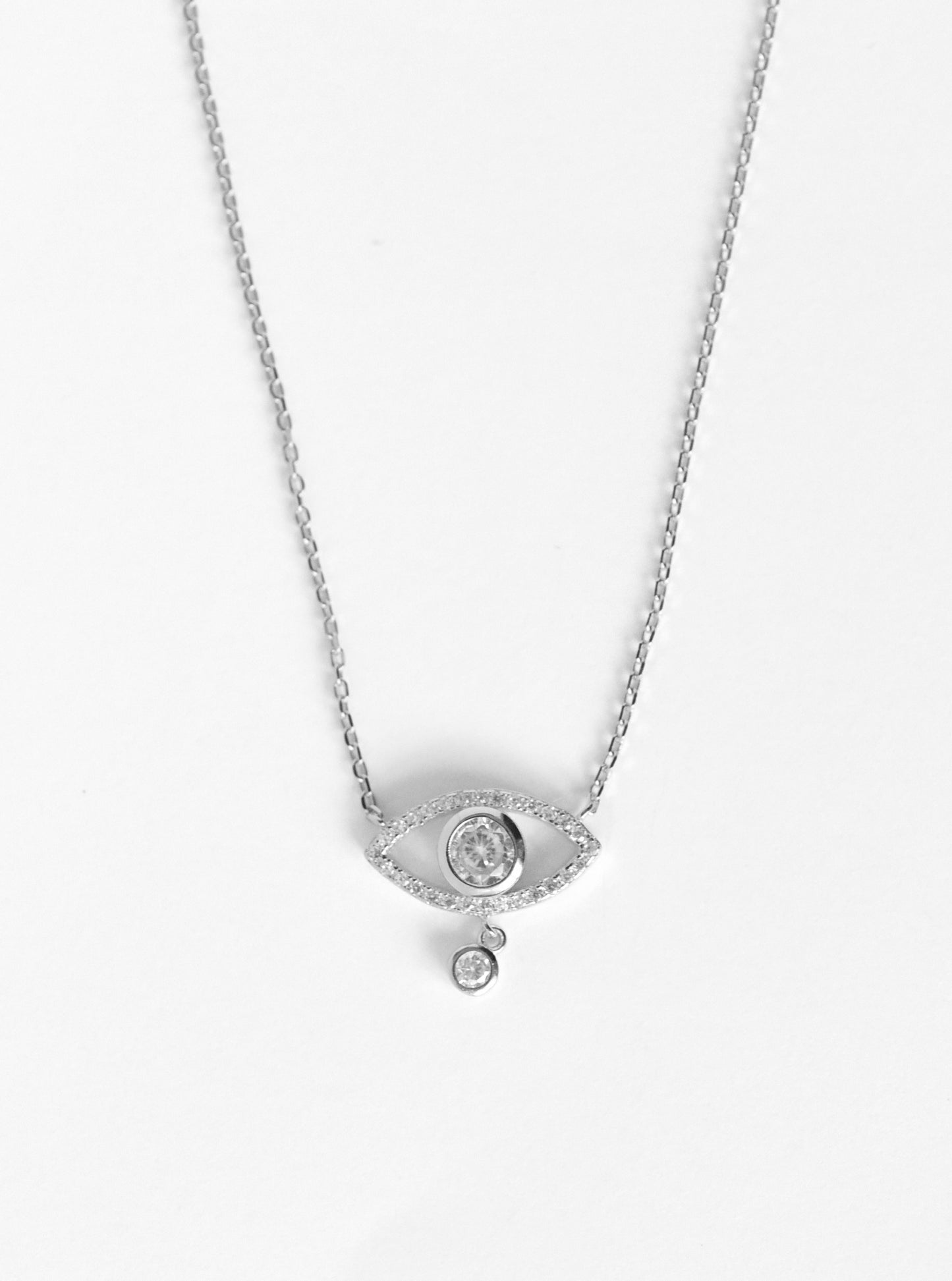 Evil Eye with Drop CZ Necklace
