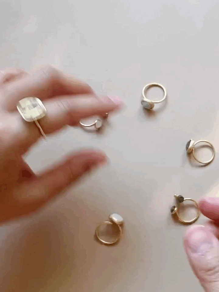 Mother of Pearl and Diamond Double Ring
