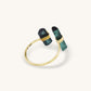 18K Solid Gold Green Tourmaline Double Bar Ring with Diamond