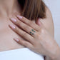 18K Solid Gold Green Tourmaline Double Bar Ring with Diamond