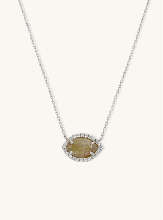 18K Solid White Gold Natural Salt And Pepper Diamond Necklace