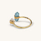 18K Solid Gold Green Tourmaline Bar Ring with Diamond