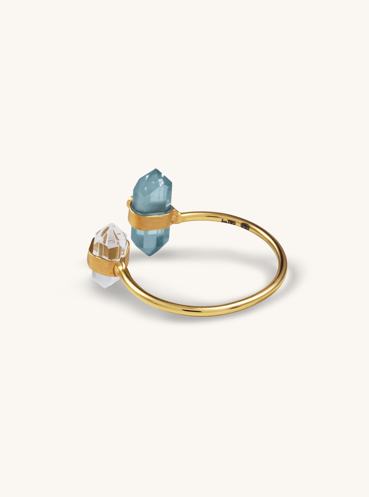 18K Solid Gold Green Tourmaline Bar Ring with Diamond