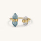 18K Solid Gold Green Tourmaline Bar Ring with Diamond