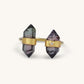 18K Solid Gold watermelon Tourmaline Double Bar Ring with Diamond
