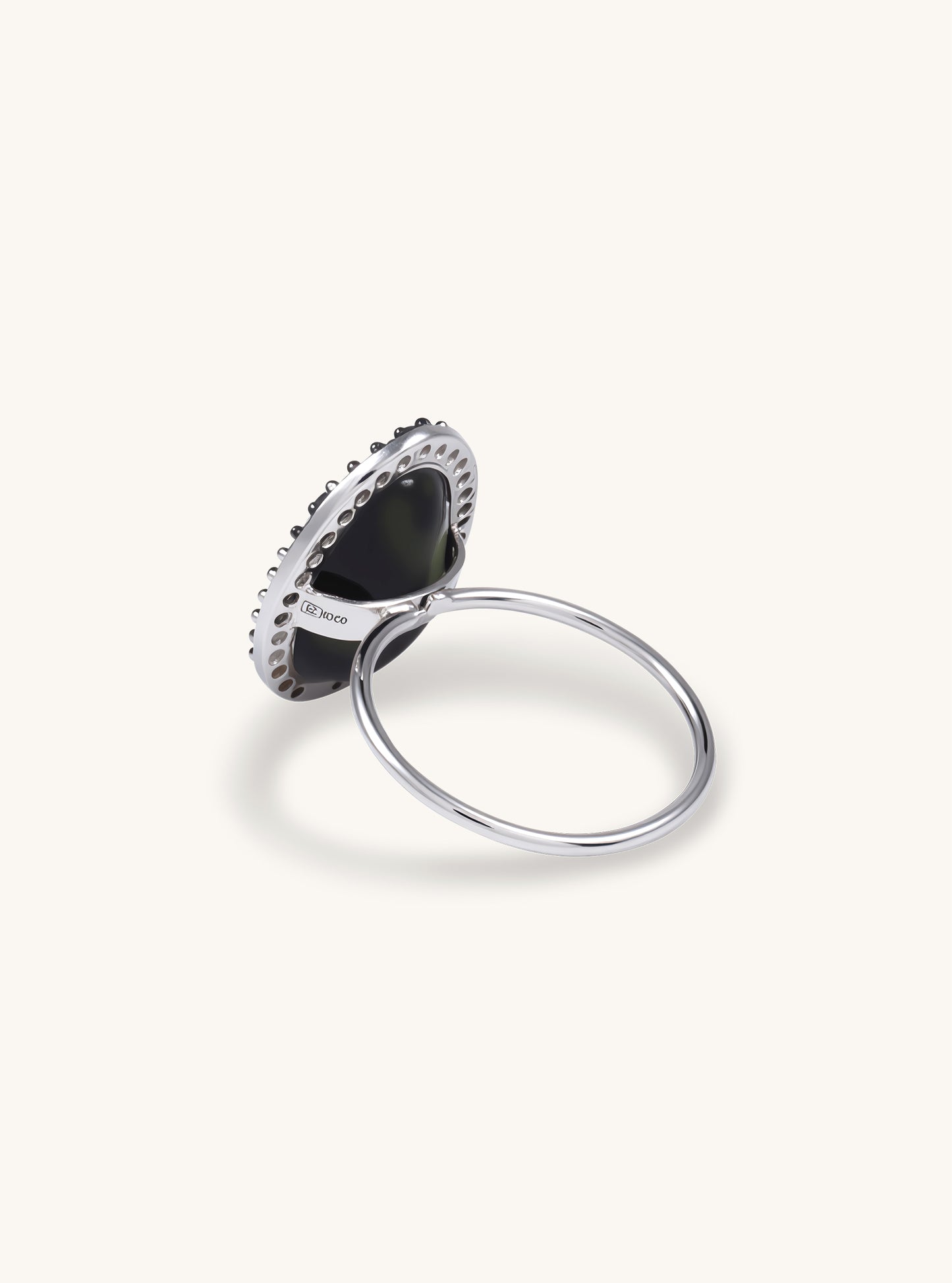 18K  White Gold Geode ring with Pave champagne color Diamond
