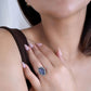 18K  White Gold Geode ring with Pave champagne color Diamond