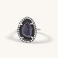 18K  White Gold Geode ring with Pave champagne color Diamond