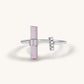 18K Solid Gold Pink Tourmaline Bar Ring with Diamond