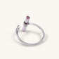 18K Solid Gold Pink Tourmaline Bar Ring with Diamond