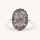 18K  White Gold Geode ring with Pave champagne color Diamond
