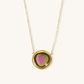 18K Gold Watermelon Tourmaline Necklace with Diamond