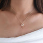 18K Gold Drop Herkimer Necklace with Diamond