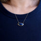18K Gold Blue Opal & Diamond Necklace