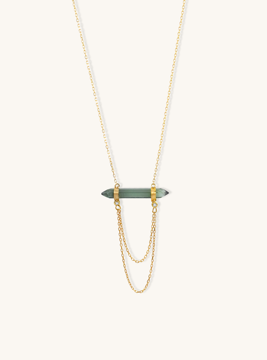 18K Gold Tourmaline & Diamond Necklace