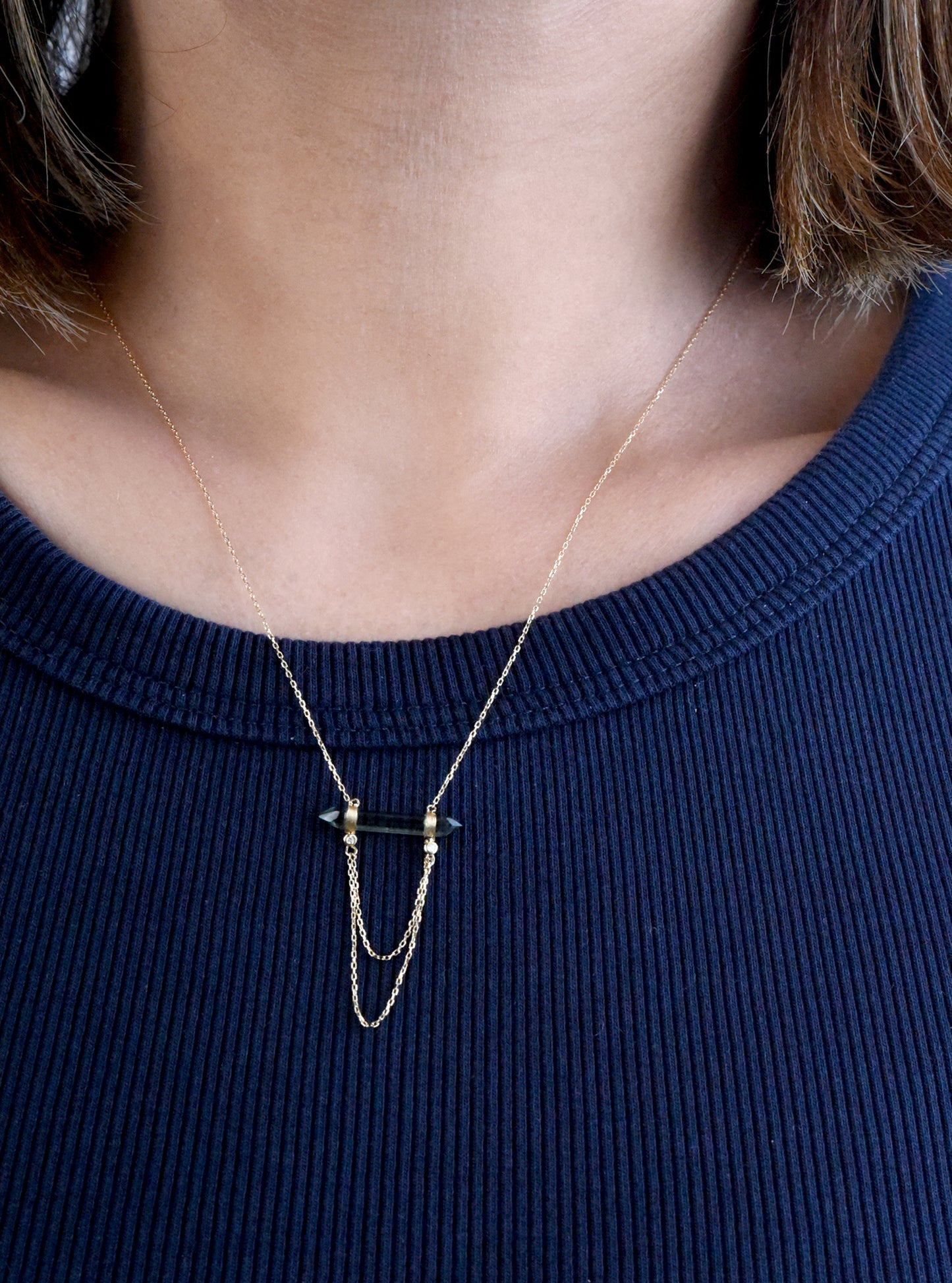 18K Gold Tourmaline & Diamond Necklace