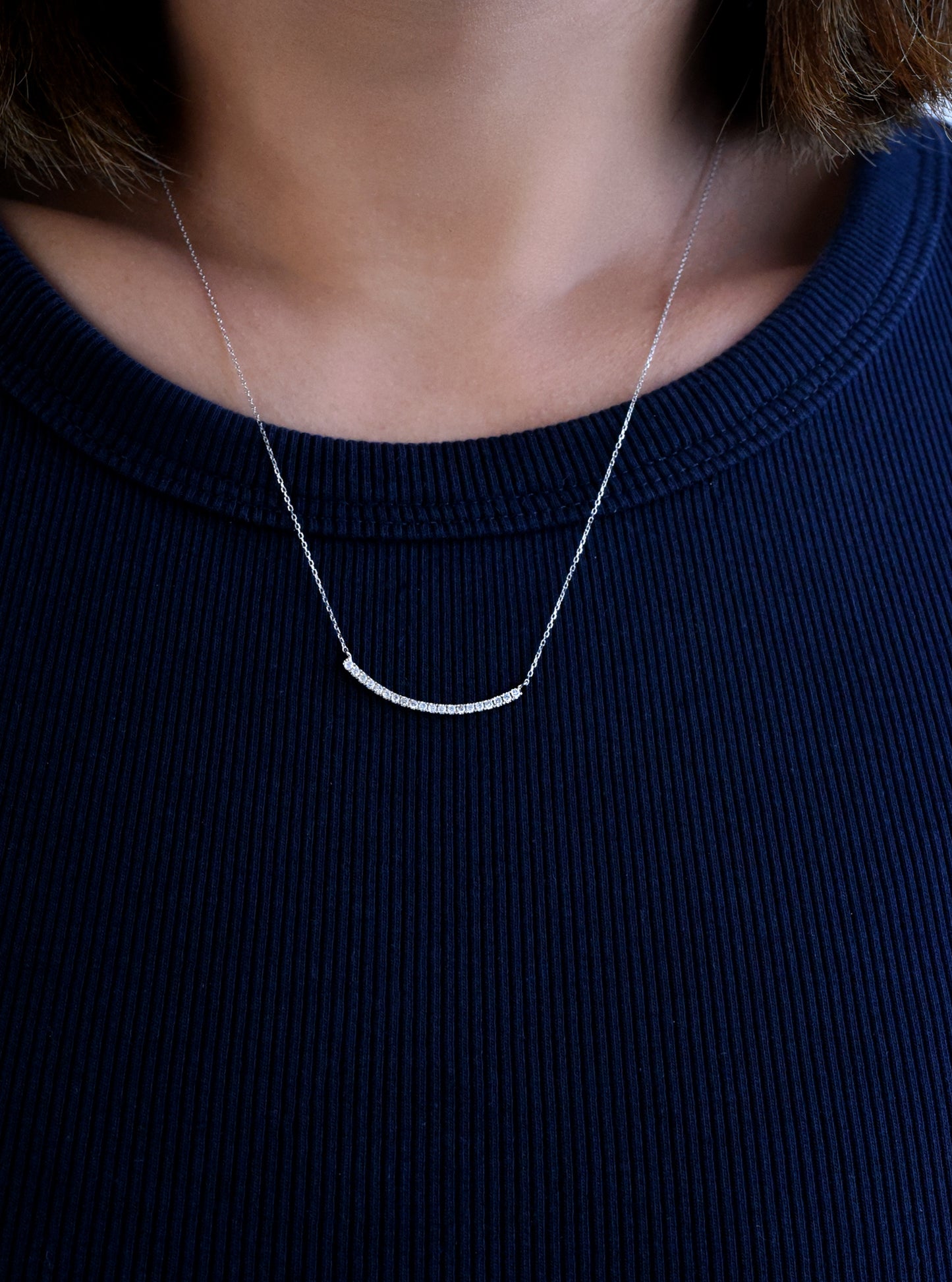 Diamond Bar in 18K White Gold